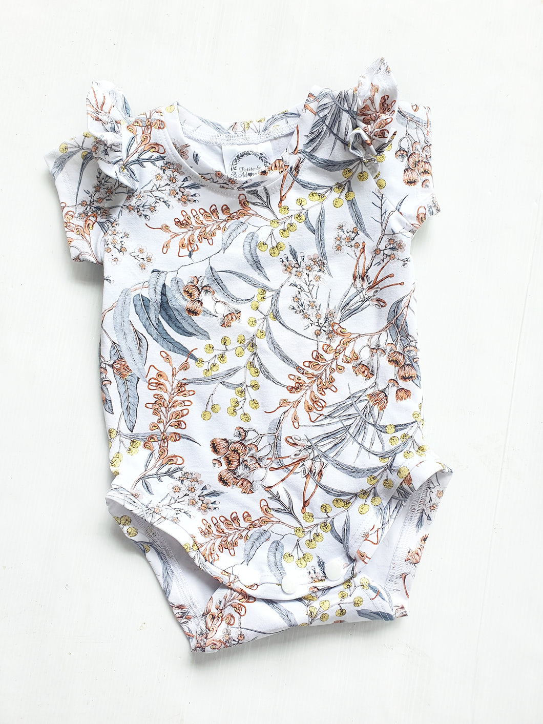 Australiana flora Bodysuit with flutters - IN STOCK - LAST ONE SIZE 0 LEFT