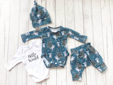 Koalas in teal newborn Set-  IN  STOCK